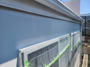 鎌ヶ谷市で外壁塗装と屋根塗装を施工しています。外壁塗装が終わりました。